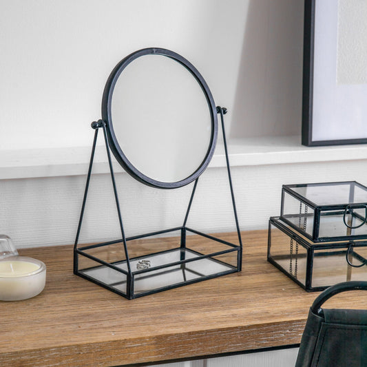 Lara Desk Mirror with Tray Black 220x140x335mm by Gallery