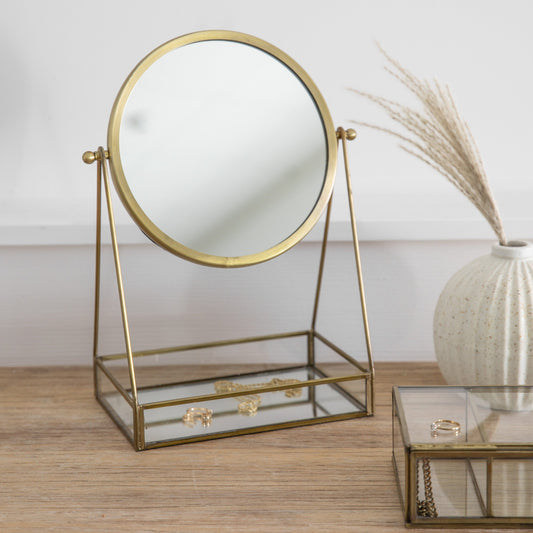 Lara Desk Mirror Antique Brass 220x140x335mm by Gallery