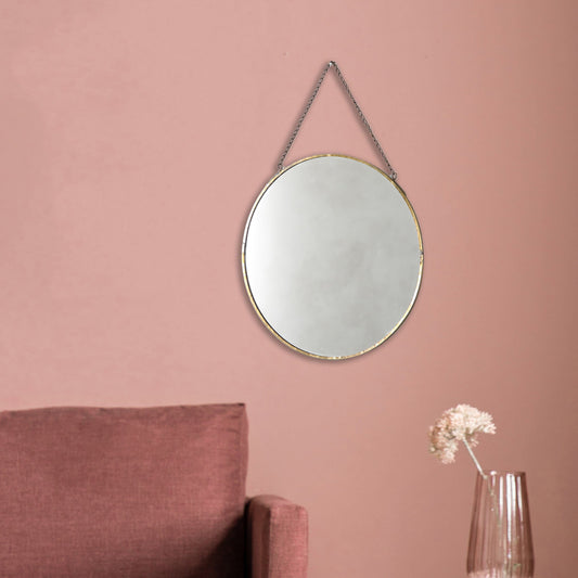 Zuri Mirror Round Antique Brass D250mm by Gallery