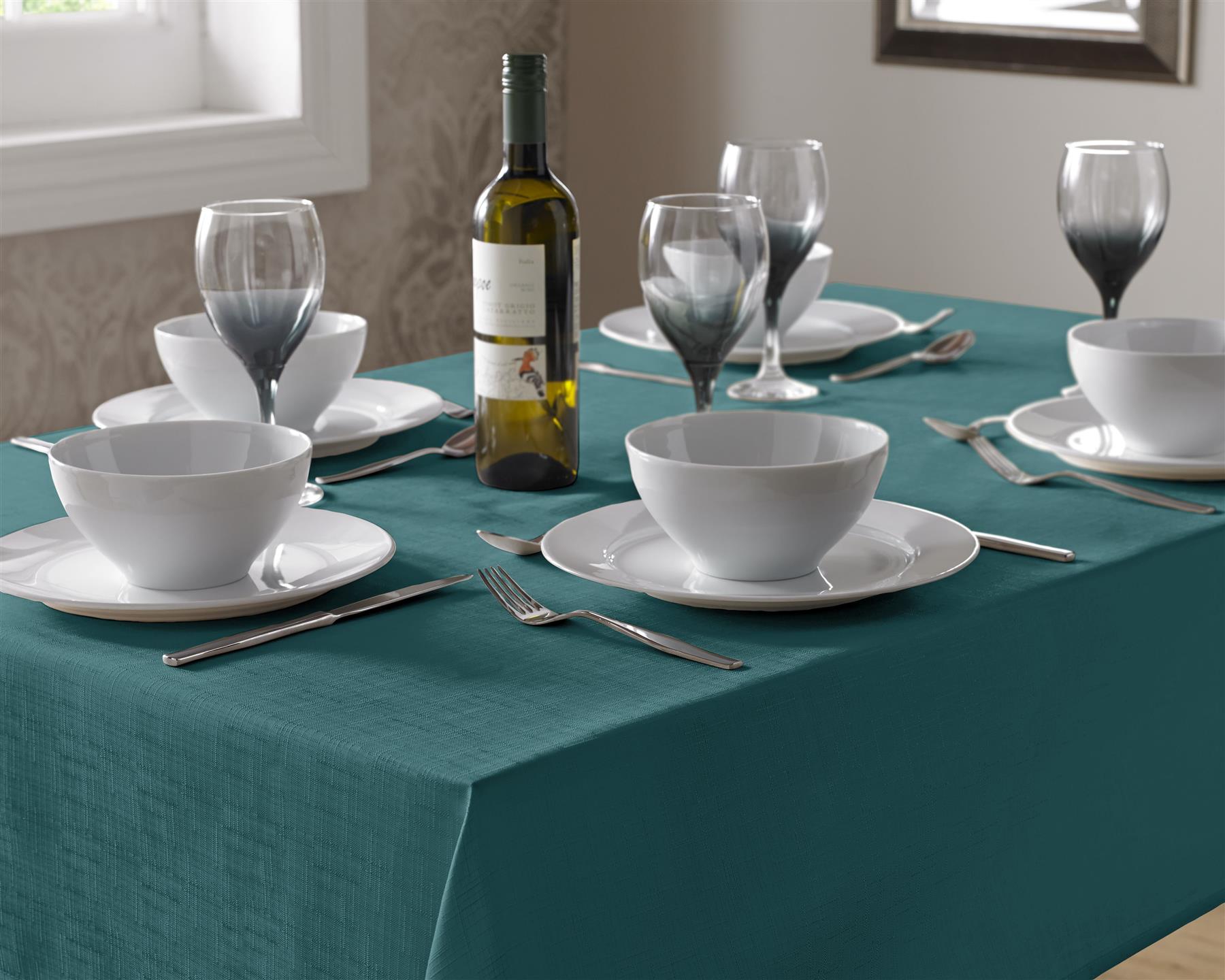 Teal Linen Look Tablecloths