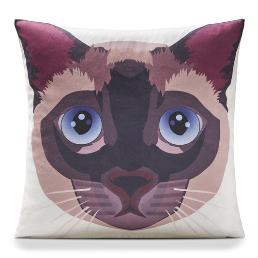 Multi Siamese Cat Velvet Cushion Cover