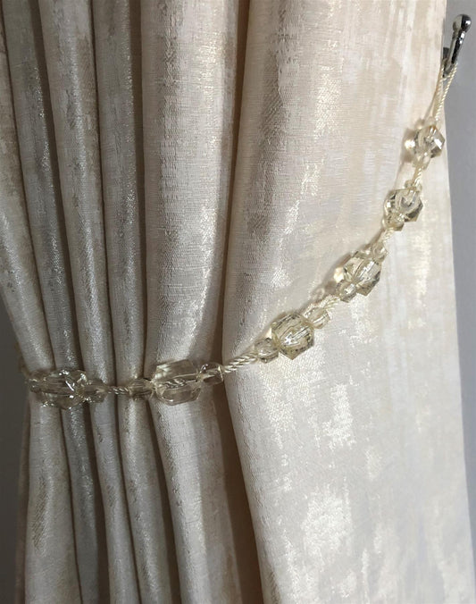 Cream Tiffany Black  Curtain Tie Backs - Pair