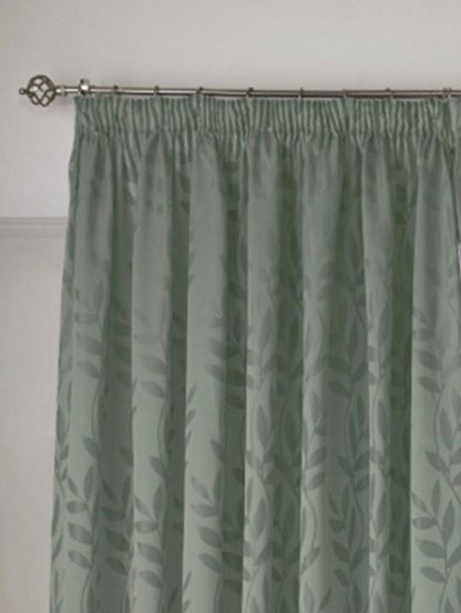 Sage Tivolia Fully Lined Pencil Pleat Curtains - Pair - Including Free Tie Backs