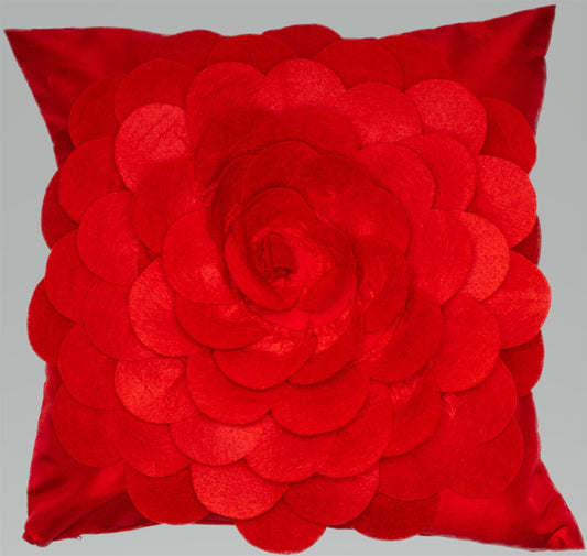 Red Flo Felt Cushion Covers