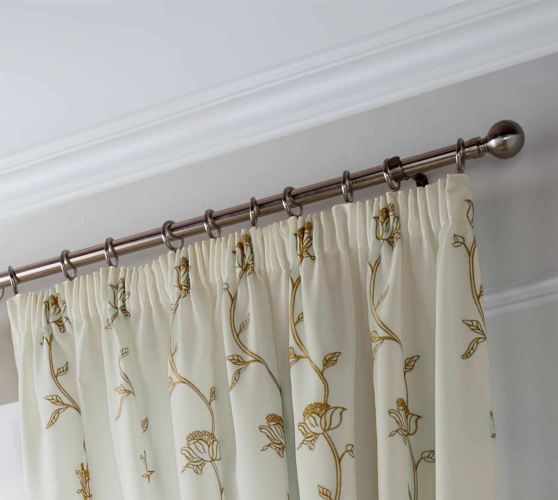 Latte Exe Fully Lined Pencil Pleat Curtains Pair.