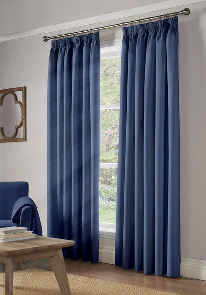 Blue Blackout Thermal Taped Curtains - Pair