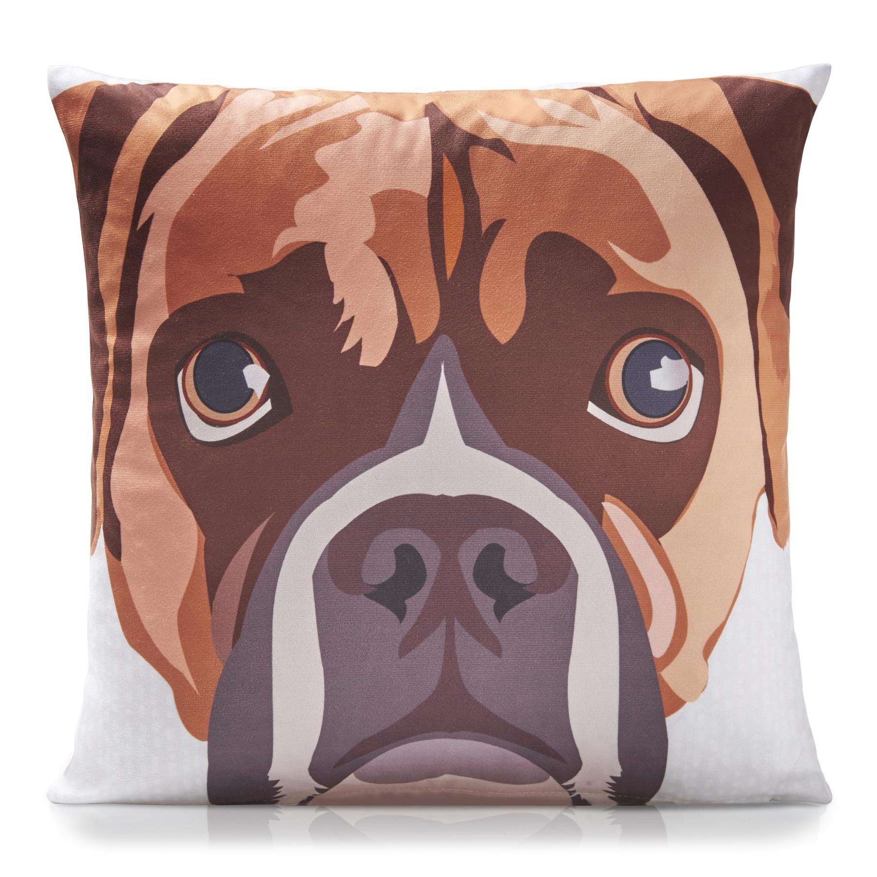 Multi Boxer Dog Velvet Cushion Cover