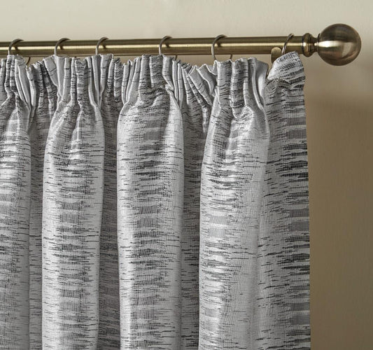 Silver Reflection Fully Lined Pencil Pleat Curtains Pair