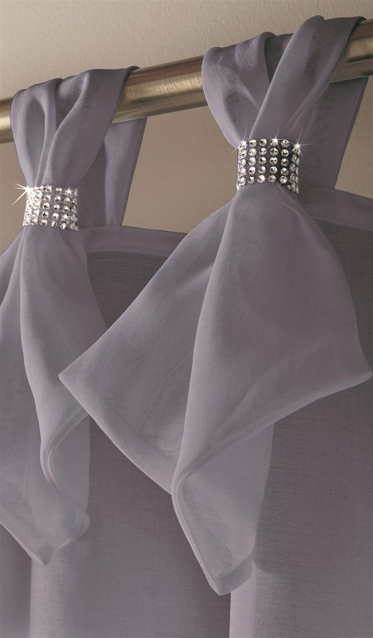 Silver Tiaras Tab Top Voile Curtain Panel