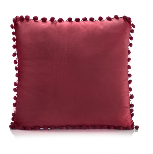 Burgundy Pom Pom Cushion Covers