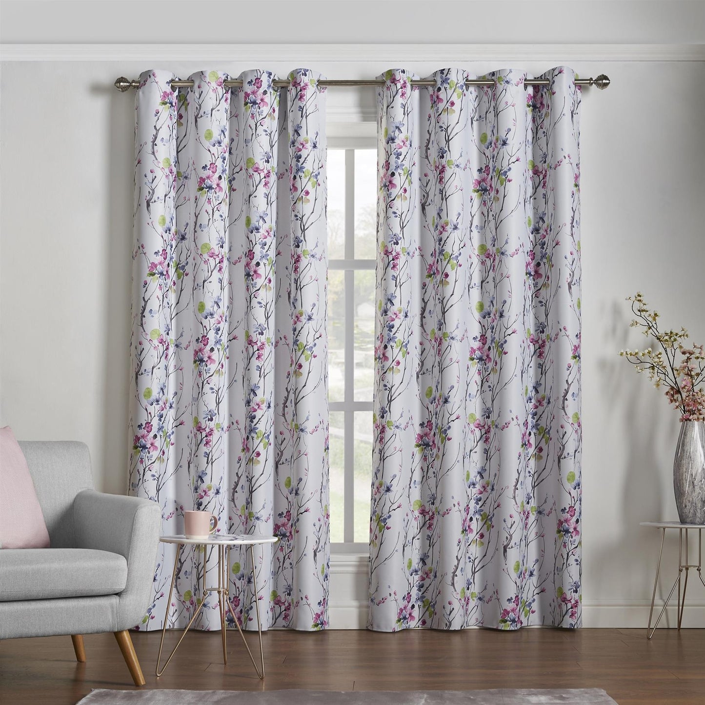 Multicoloured Akura Room Darkening Eyelet Curtains - Pair