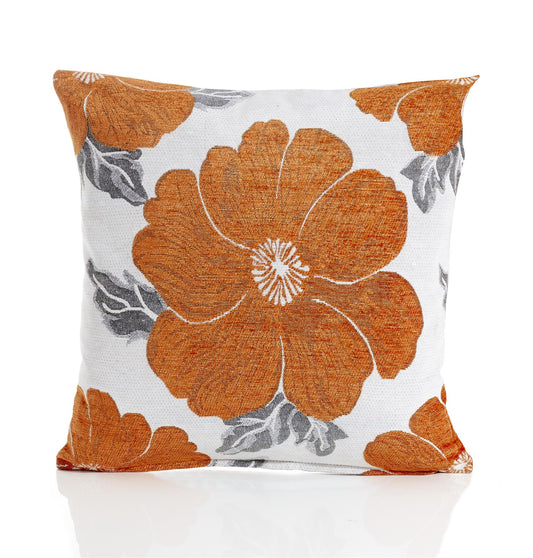 Orange Poppie Chenille Cushion Covers