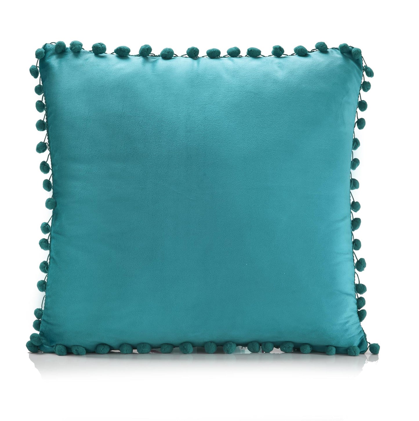 Teal Pom Pom Cushion Covers