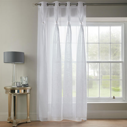 White Diane Eyelet Voile Curtain Panel