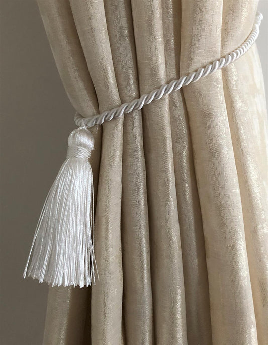 White Single Laura Curtain Tie Back