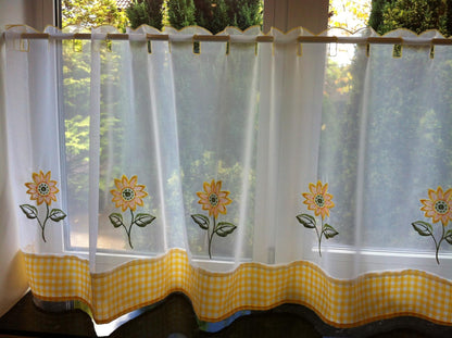 Yellow/Multi Sunflowers cafe curtain panel